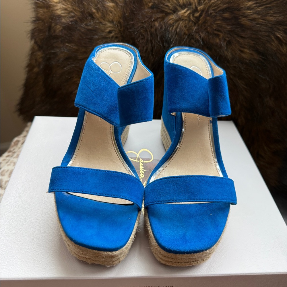 Jessica Simpson Vibrant Blue Wedge Sandals